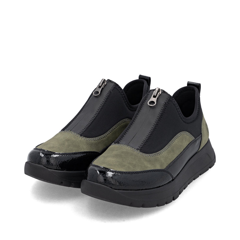Remonte D2V01-03 Green & Black Combi Front Zip Sneakers