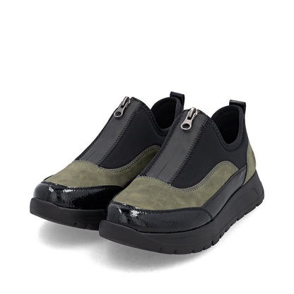 Remonte D2V01-03 Green & Black Combi Front Zip Sneakers