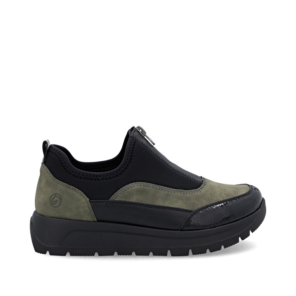 Remonte D2V01-03 Green & Black Combi Front Zip Sneakers