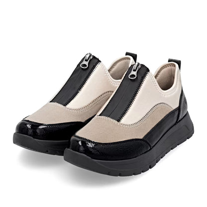 Remonte D2V01-60 Beige, Black & Pearl Combi Front Zip Shoes