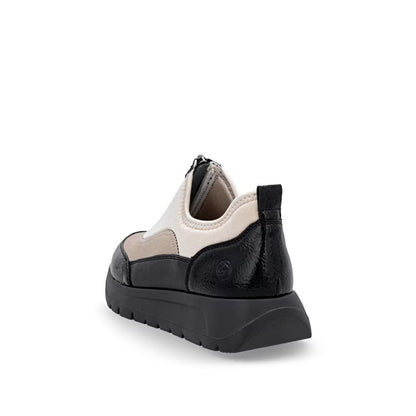 Remonte D2V01-60 Beige, Black & Pearl Combi Front Zip Shoes