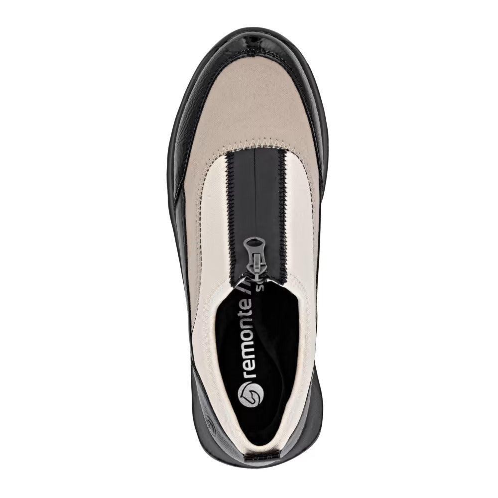 Remonte D2V01-60 Beige, Black & Pearl Combi Front Zip Shoes