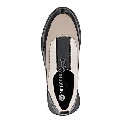 Remonte D2V01-60 Beige, Black & Pearl Combi Front Zip Shoes
