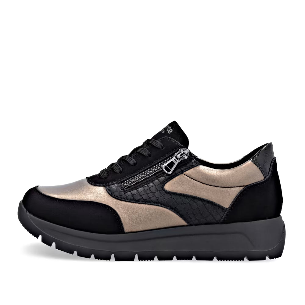 Remonte D2V02-04 Black & Bronze Combi Sneakers with Zip