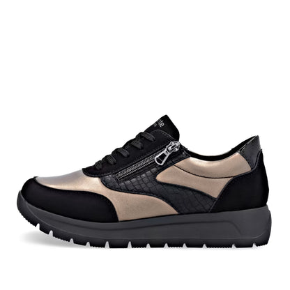 Remonte D2V02-04 Black & Bronze Combi Sneakers with Zip