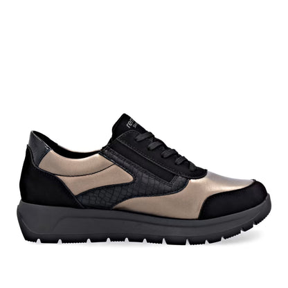 Remonte D2V02-04 Black & Bronze Combi Sneakers with Zip