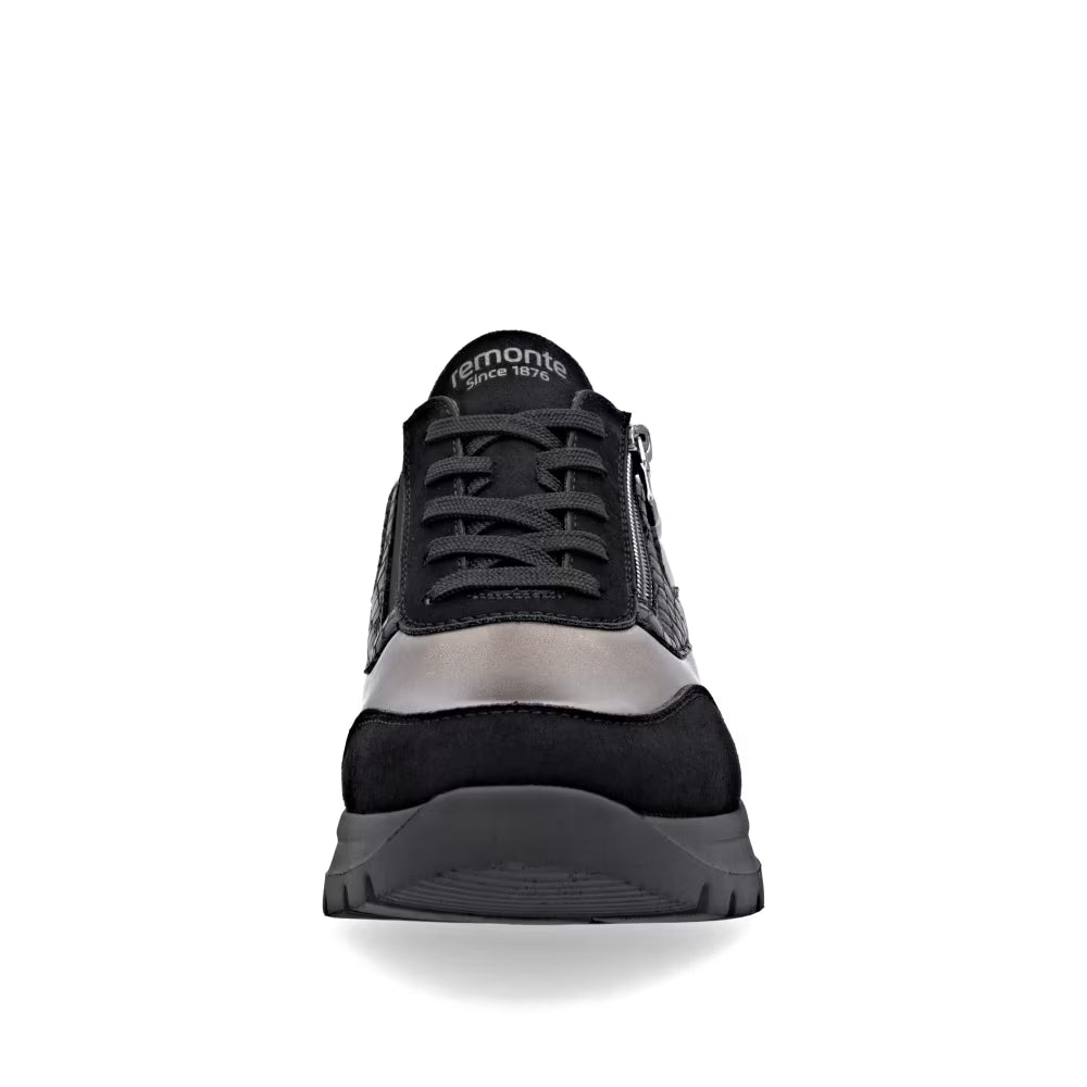 Remonte D2V02-04 Black & Bronze Combi Sneakers with Zip
