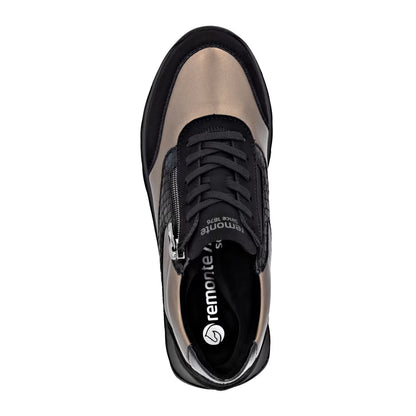 Remonte D2V02-04 Black & Bronze Combi Sneakers with Zip