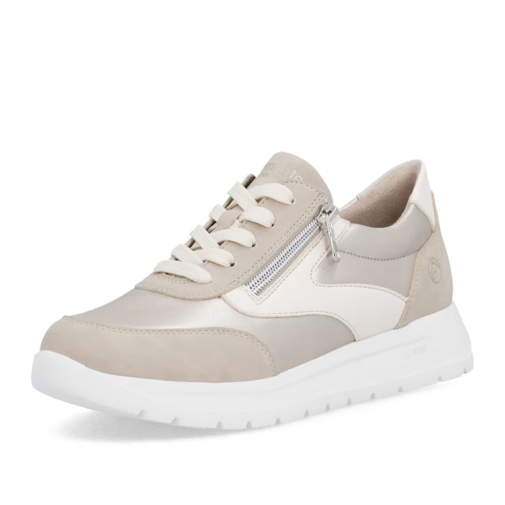 Remonte D2V02-62 Ginger Beige, Pearl & Pale Gold H Fit Trainers with Zip