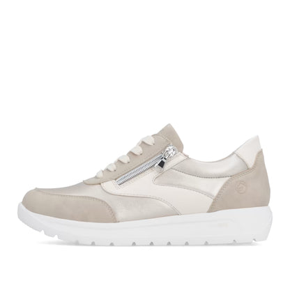 Remonte D2V02-62 Ginger Beige, Pearl & Pale Gold H Fit Trainers with Zip