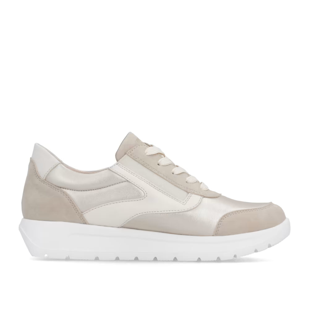 Remonte D2V02-62 Ginger Beige, Pearl & Pale Gold H Fit Trainers with Zip