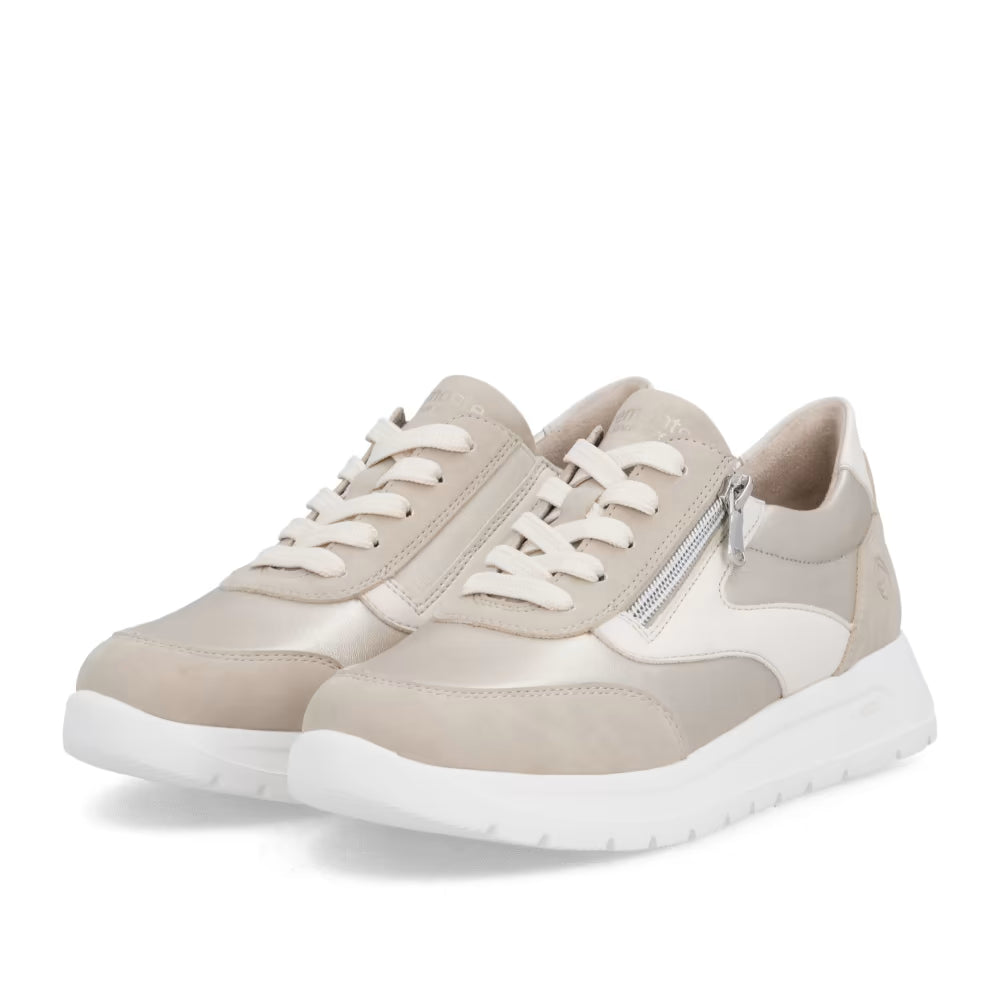 Remonte D2V02-62 Ginger Beige, Pearl & Pale Gold H Fit Trainers with Zip