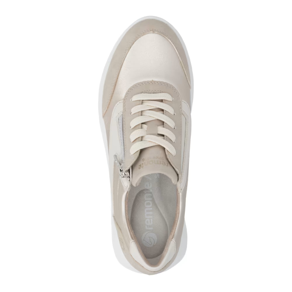 Remonte D2V02-62 Ginger Beige, Pearl & Pale Gold H Fit Trainers with Zip