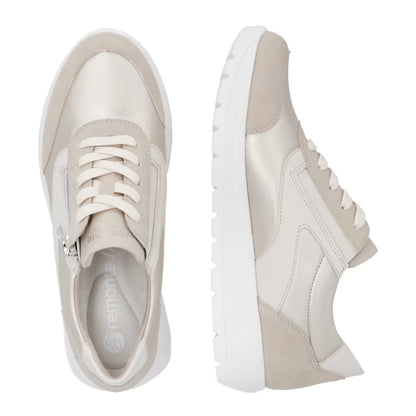 Remonte D2V02-62 Ginger Beige, Pearl & Pale Gold H Fit Trainers with Zip