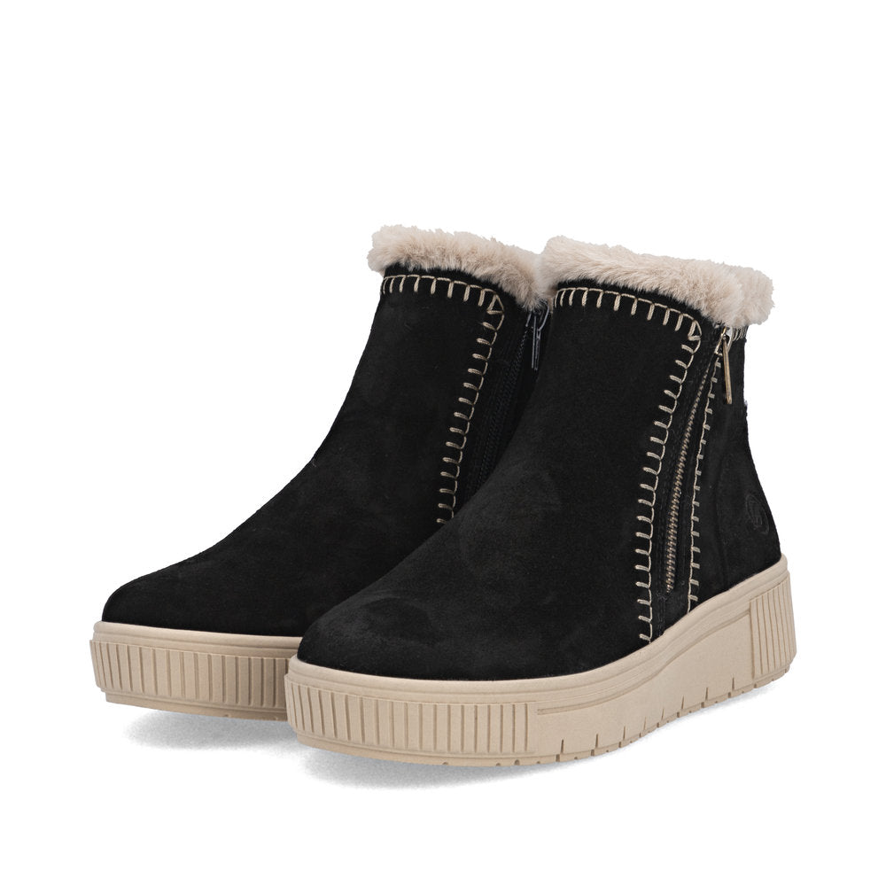 Remonte D3B70-03 Black & Beige Warm Boots