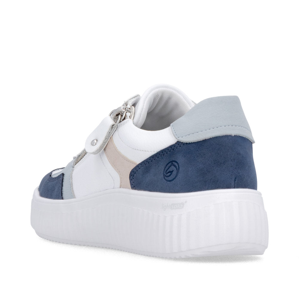 Remonte D3E05-80 Jeans Blue & White H Fit Trainers with Zip