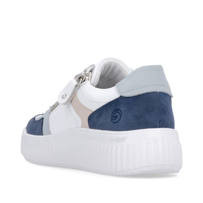 Remonte D3E05-80 Jeans Blue & White H Fit Trainers with Zip