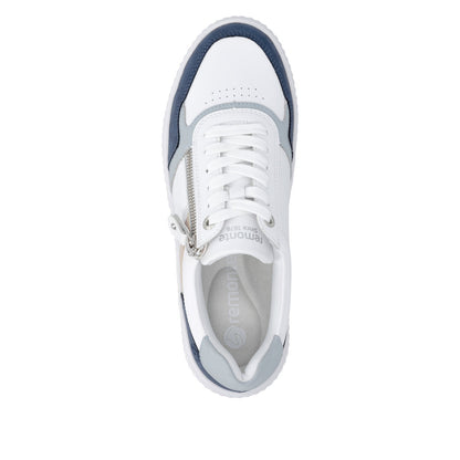 Remonte D3E05-80 Jeans Blue & White H Fit Trainers with Zip
