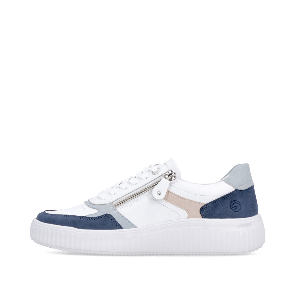 Remonte D3E05-80 Jeans Blue & White H Fit Trainers with Zip