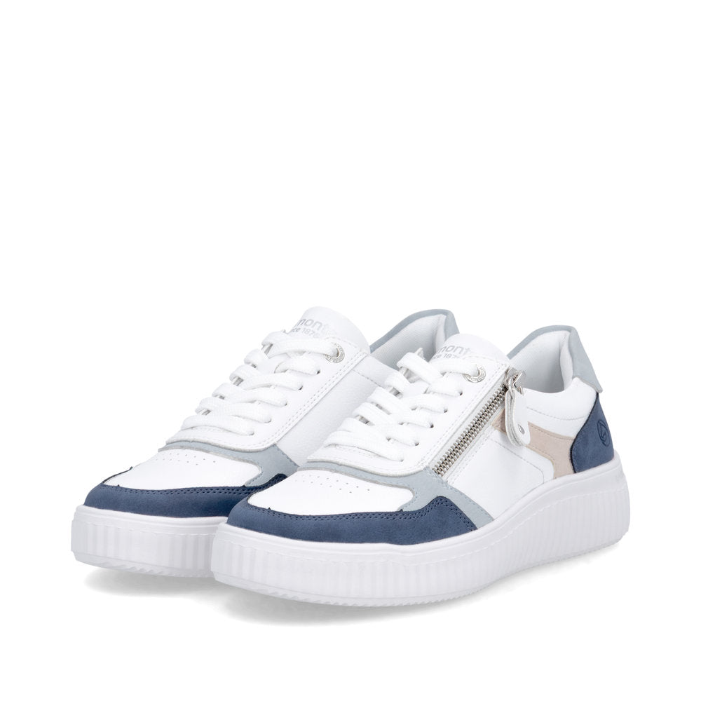 Remonte D3E05-80 Jeans Blue & White H Fit Trainers with Zip