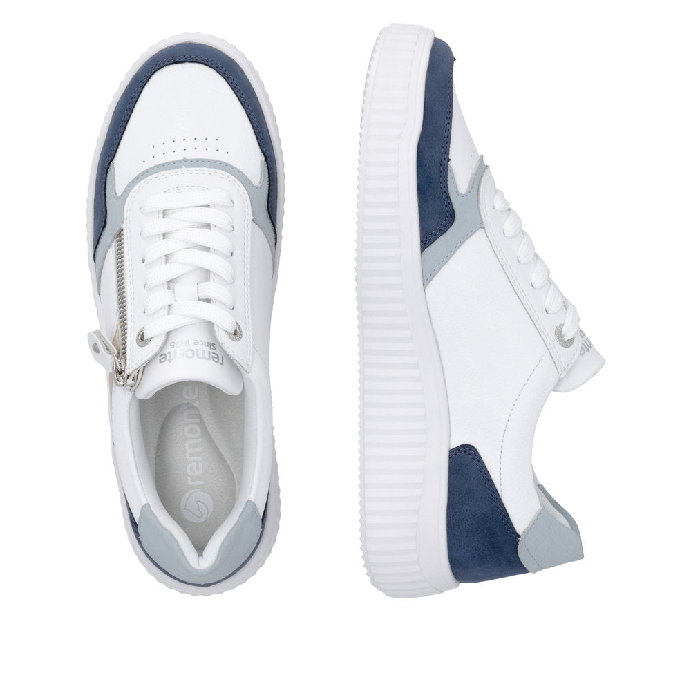 Remonte D3E05-80 Jeans Blue & White H Fit Trainers with Zip