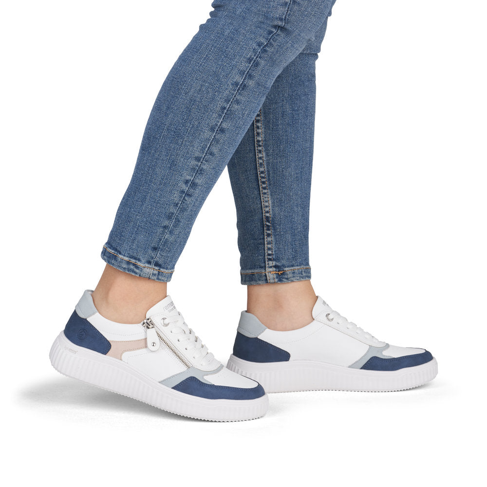 Remonte D3E05-80 Jeans Blue & White H Fit Trainers with Zip