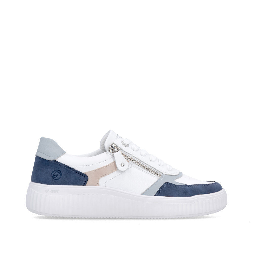 Remonte D3E05-80 Jeans Blue & White H Fit Trainers with Zip