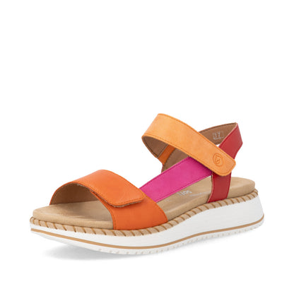 Remonte D3J50-38 Magenta & Orange F 1/2 Fit Velcro Sandals with Slingback Strap