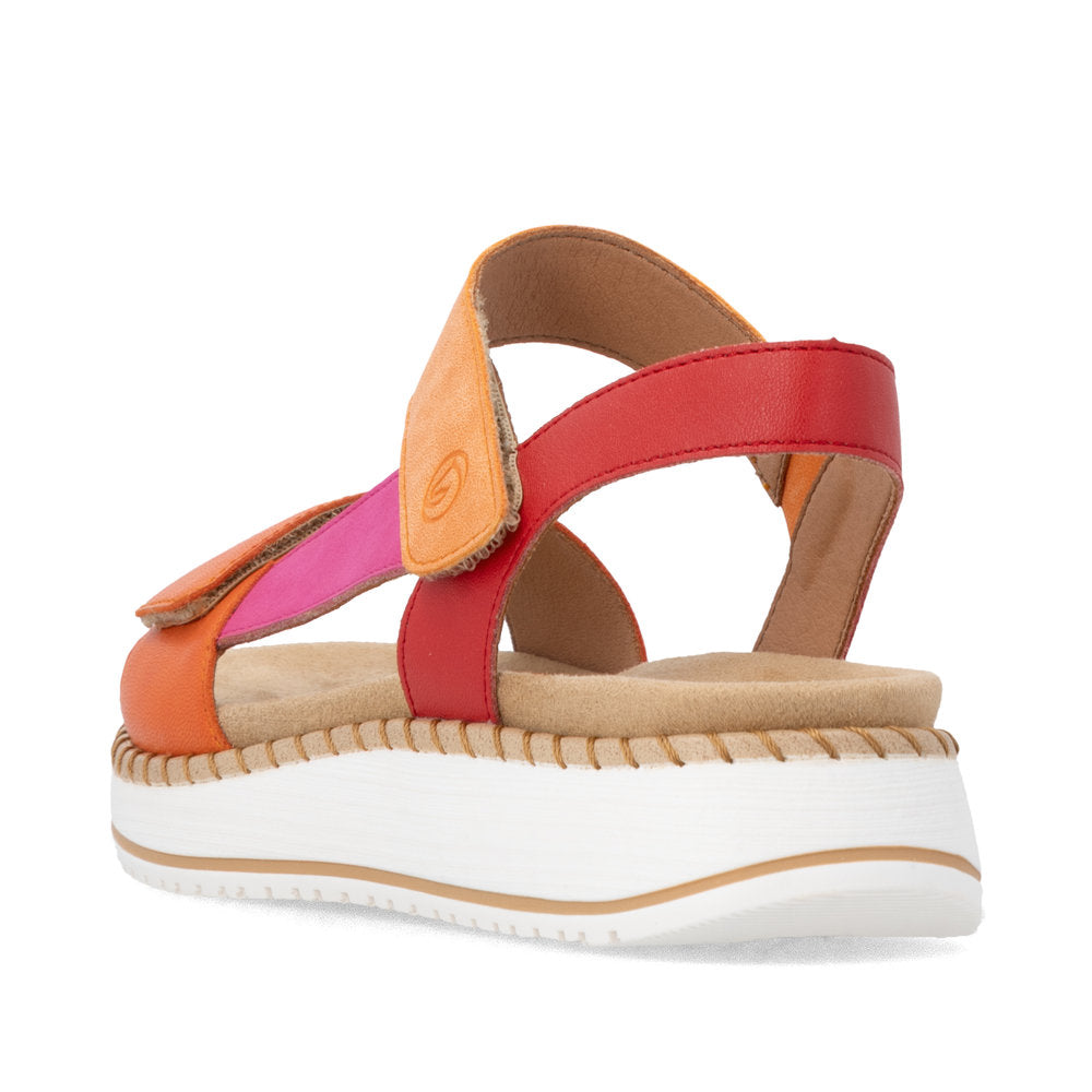 Remonte D3J50-38 Magenta & Orange F 1/2 Fit Velcro Sandals with Slingback Strap