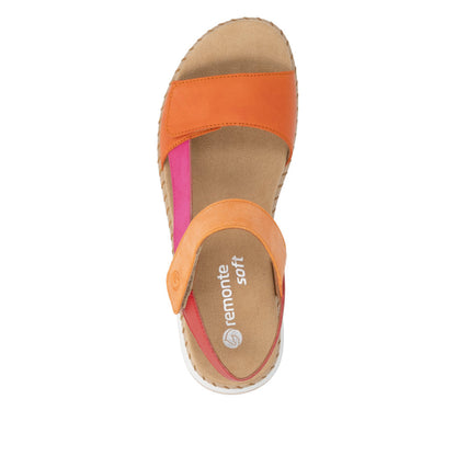 Remonte D3J50-38 Magenta & Orange F 1/2 Fit Velcro Sandals with Slingback Strap