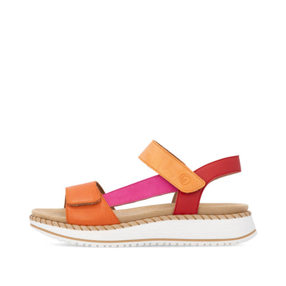 Remonte D3J50-38 Magenta & Orange F 1/2 Fit Velcro Sandals with Slingback Strap