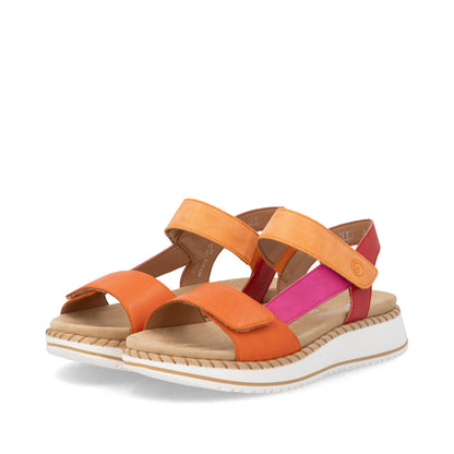 Remonte D3J50-38 Magenta & Orange F 1/2 Fit Velcro Sandals with Slingback Strap