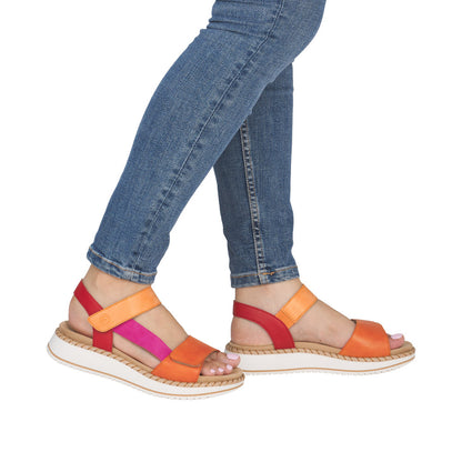 Remonte D3J50-38 Magenta & Orange F 1/2 Fit Velcro Sandals with Slingback Strap