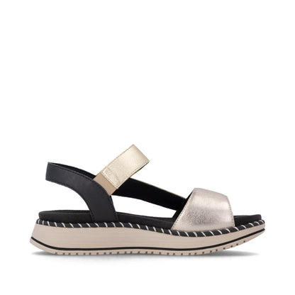 Remonte D3J50-90 Light Brass, Brown, Light Gold & Black F 1/2 Fit Velcro Sandals with Slingback Strap