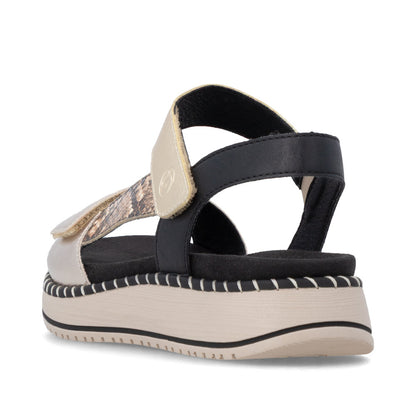 Remonte D3J50-90 Light Brass, Brown, Light Gold & Black F 1/2 Fit Velcro Sandals with Slingback Strap
