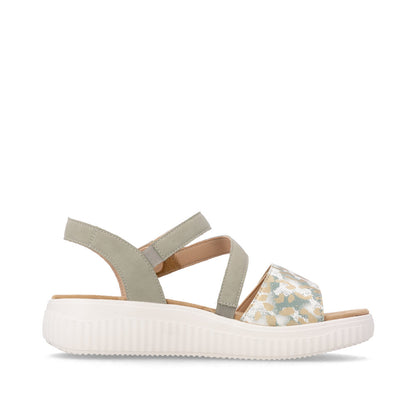 Remonte D3L51-52 Off White & Green H Fit Velcro Sandals with Slingback Strap