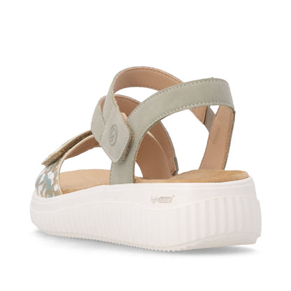 Remonte D3L51-52 Off White & Green H Fit Velcro Sandals with Slingback Strap