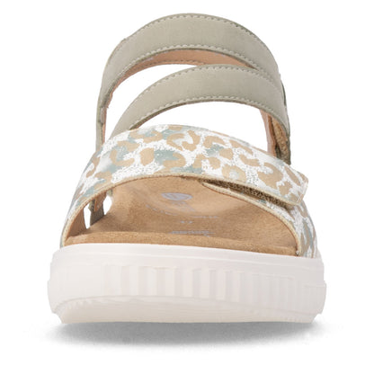 Remonte D3L51-52 Off White & Green H Fit Velcro Sandals with Slingback Strap