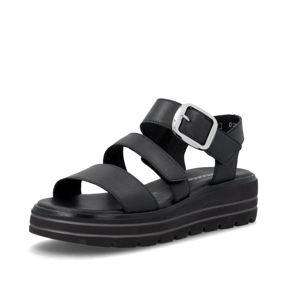 Remonte D3N50-00 Black F 1/2 Fit Sandals with Slingback Strap