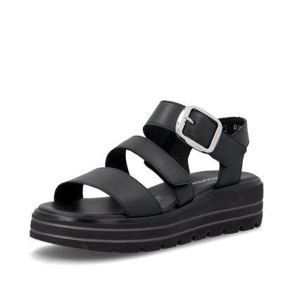 Remonte D3N50-00 Black F 1/2 Fit Sandals with Slingback Strap