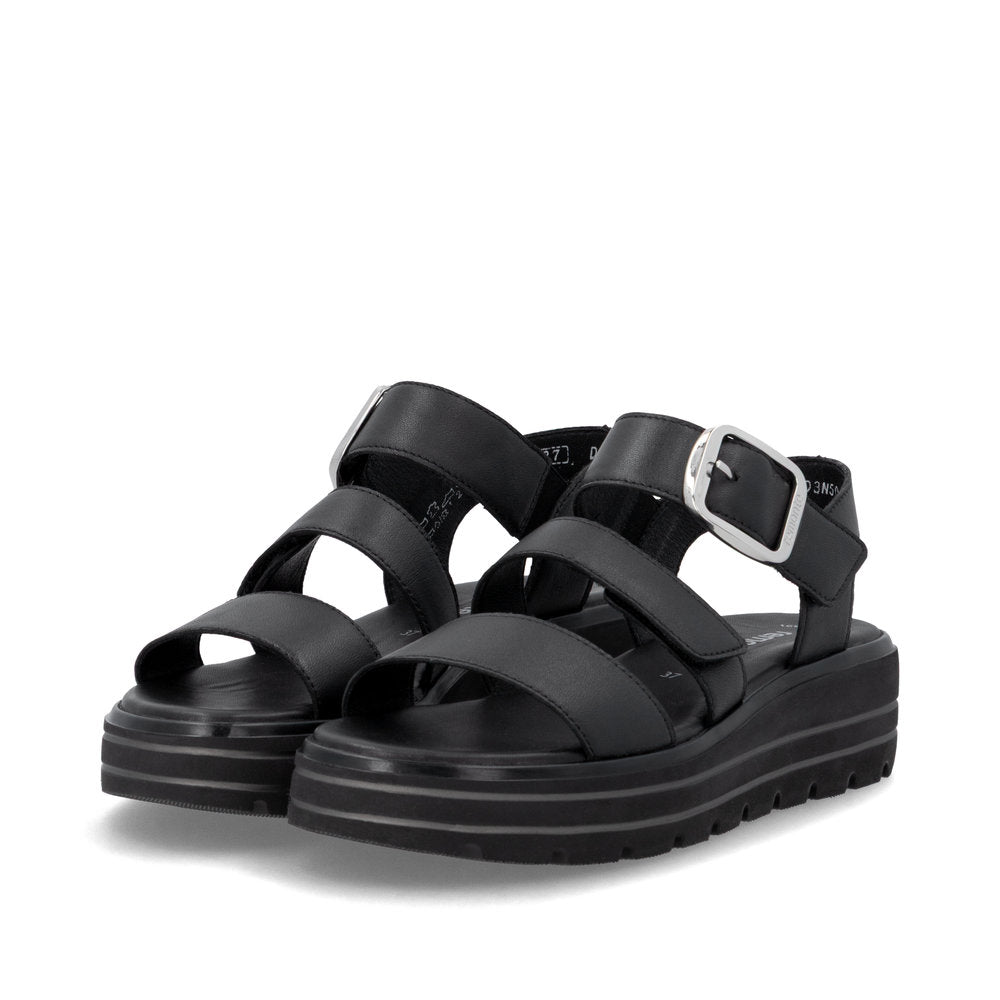 Remonte D3N50-00 Black F 1/2 Fit Sandals with Slingback Strap