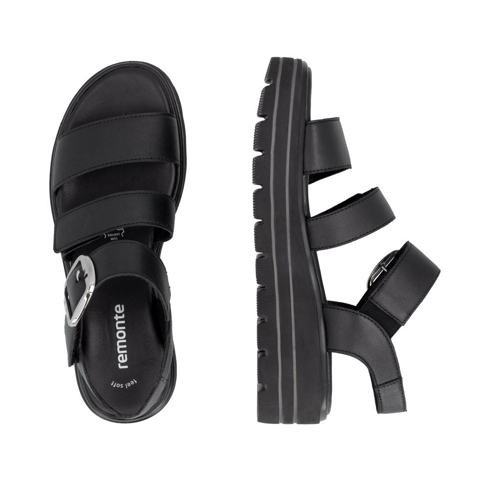 Remonte D3N50-00 Black F 1/2 Fit Sandals with Slingback Strap