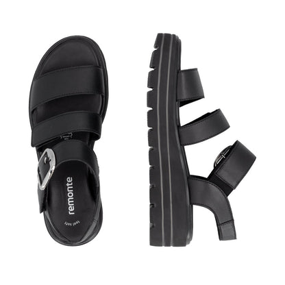 Remonte D3N50-00 Black F 1/2 Fit Sandals with Slingback Strap