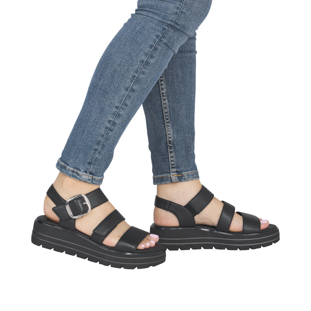 Remonte D3N50-00 Black F 1/2 Fit Sandals with Slingback Strap