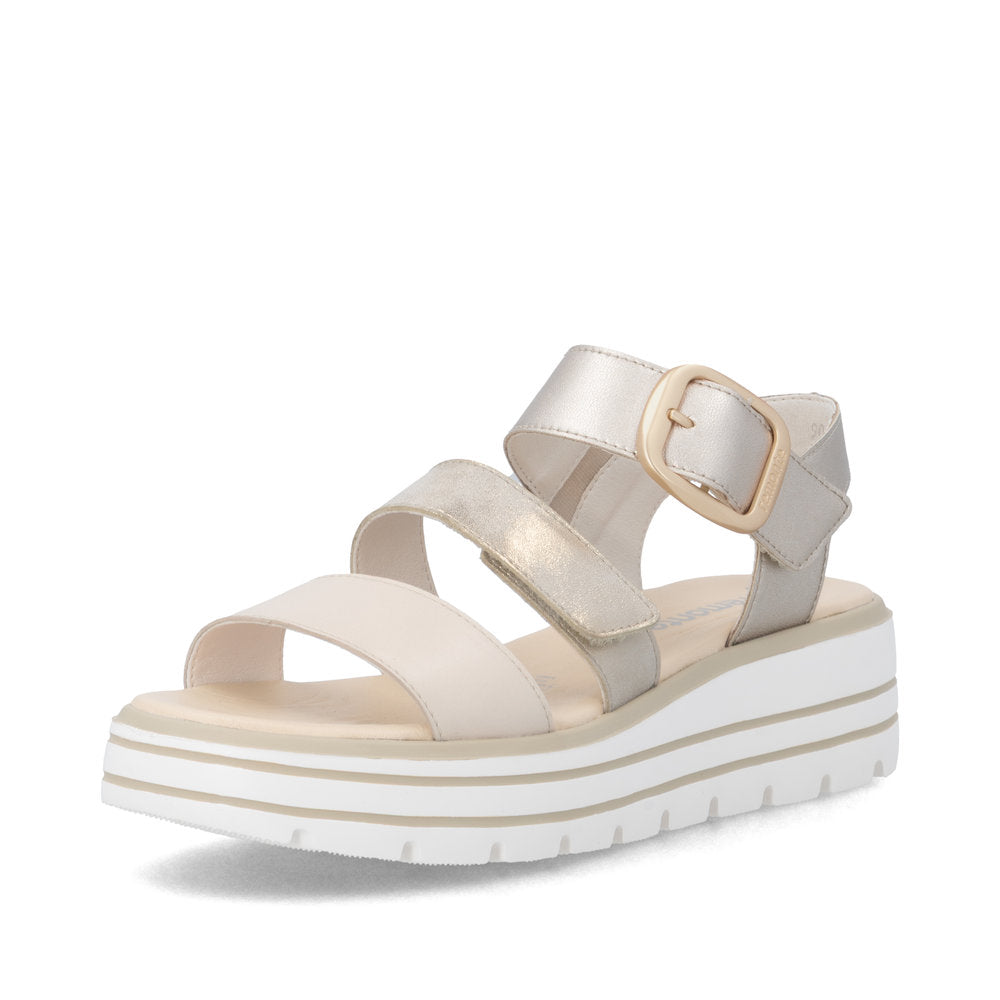 Remonte D3N50-90 Pale Gold Mix F 1/2 Fit Sandals with Slingback Strap