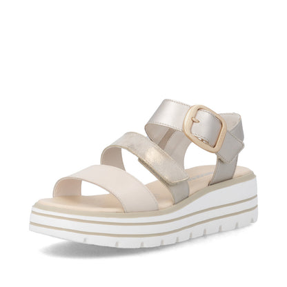 Remonte D3N50-90 Pale Gold Mix F 1/2 Fit Sandals with Slingback Strap