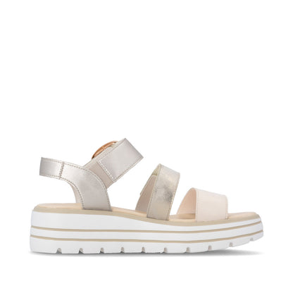 Remonte D3N50-90 Pale Gold Mix F 1/2 Fit Sandals with Slingback Strap