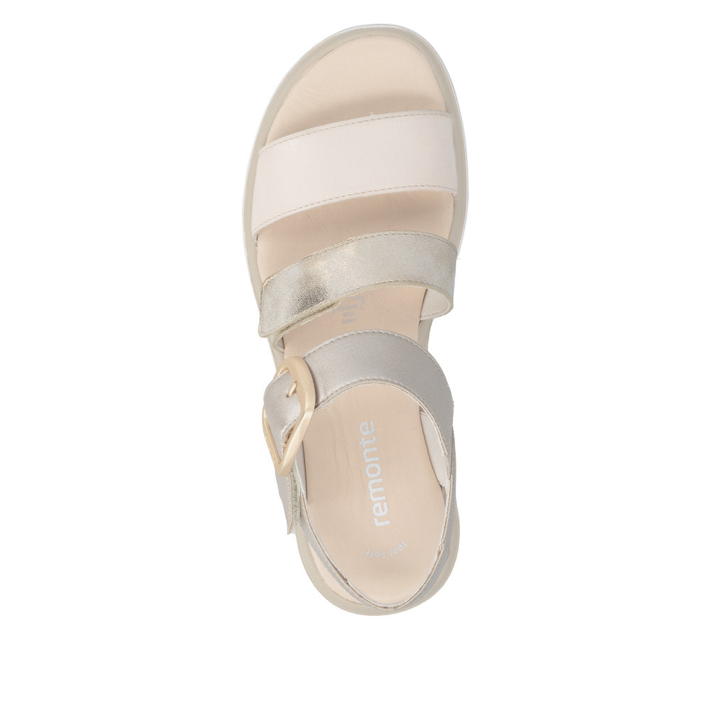 Remonte D3N50-90 Pale Gold Mix F 1/2 Fit Sandals with Slingback Strap