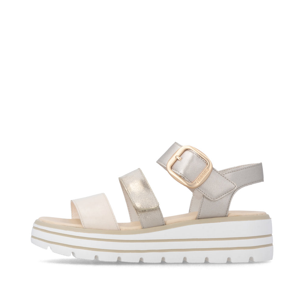 Remonte D3N50-90 Pale Gold Mix F 1/2 Fit Sandals with Slingback Strap