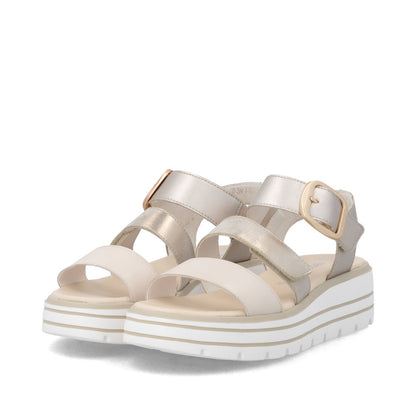 Remonte D3N50-90 Pale Gold Mix F 1/2 Fit Sandals with Slingback Strap